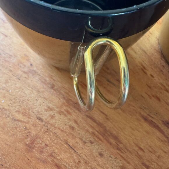 Vintage West Bend Thermo-Serv Gold Black Insulated Mugs MCM Coffee Cups Pair - Picture 5 of 8